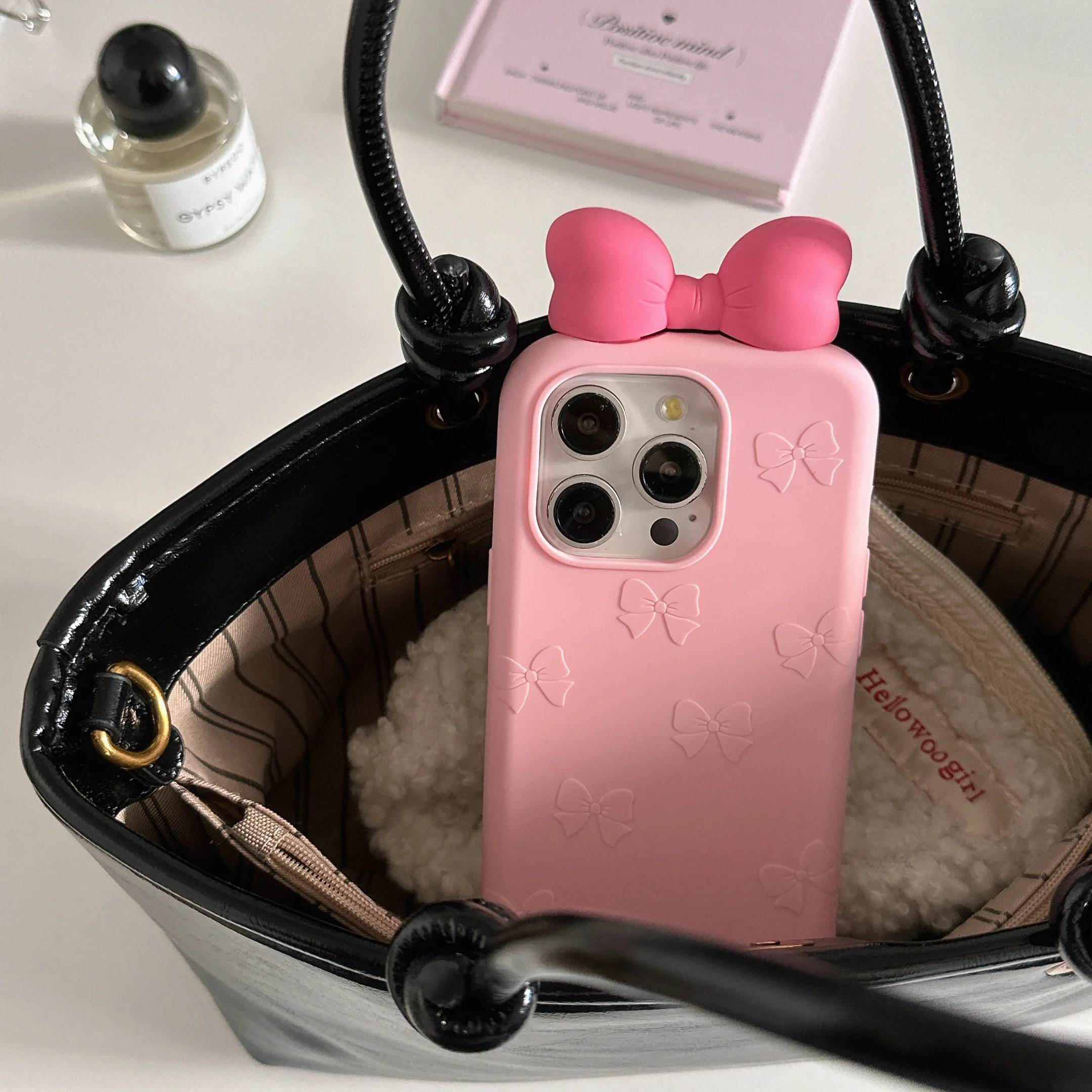 3D Niedliche Schleife Cartoon-Bindeband Silikon-Handyhülle für iPhone 18 Pro Max 13 14 15 16 Plus 17 Pro Stoßfeste Weiche Liebliche Hülle – Detail 6