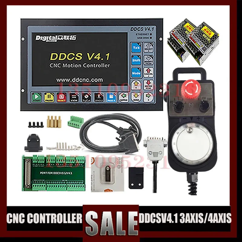 Ddcsv3.1 New Upgrade Ddcsv4.1 3/4 Axis Cnc Offline Controller Kit With Emergency Stop Electronic Handwheel Mpg And 75W24Vdc