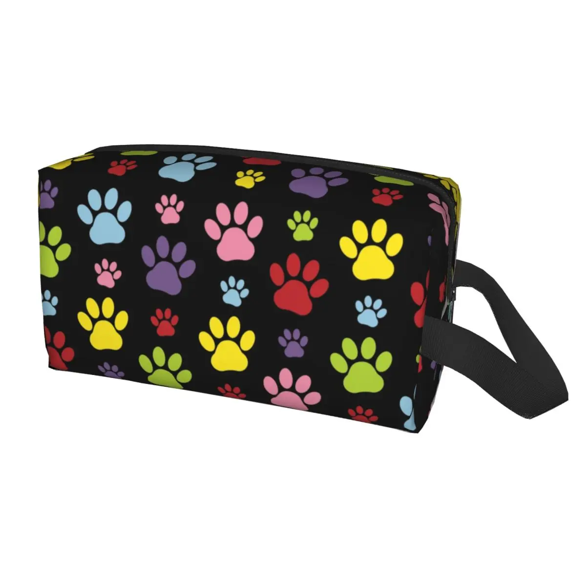 Borsa da toilette personalizzata con motivo a zampe colorate per stampe di zampe di cane organizzatore di trucco cosmetico per animali domestici custodia per Kit Dopp di stoccaggio di bellezza per signora