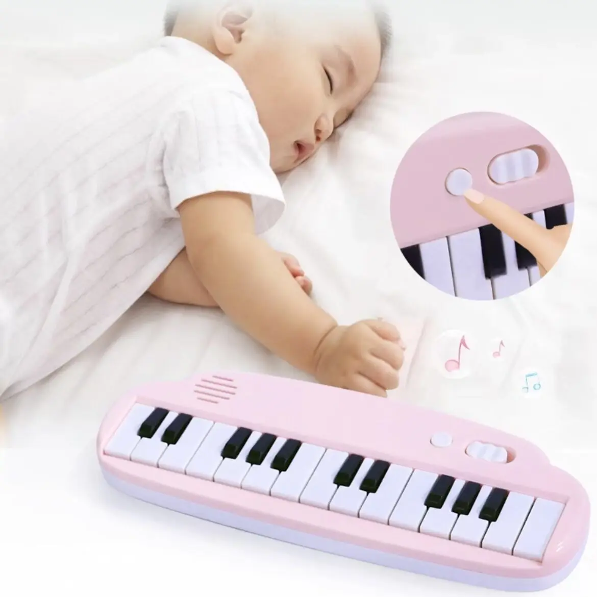 Piano de bolsillo de 25 teclas, Juguete Musical para niños, color rosa, órgano electrónico Piano de tablero con grabación de Karaoke