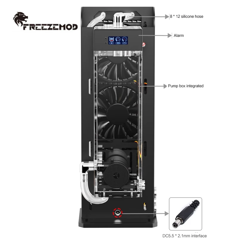 FREEZEMOD Industrial Built-in Water Cooling Module AIO Water Pump+Reservoir+360 Radiator, 12-24V Alarm,
