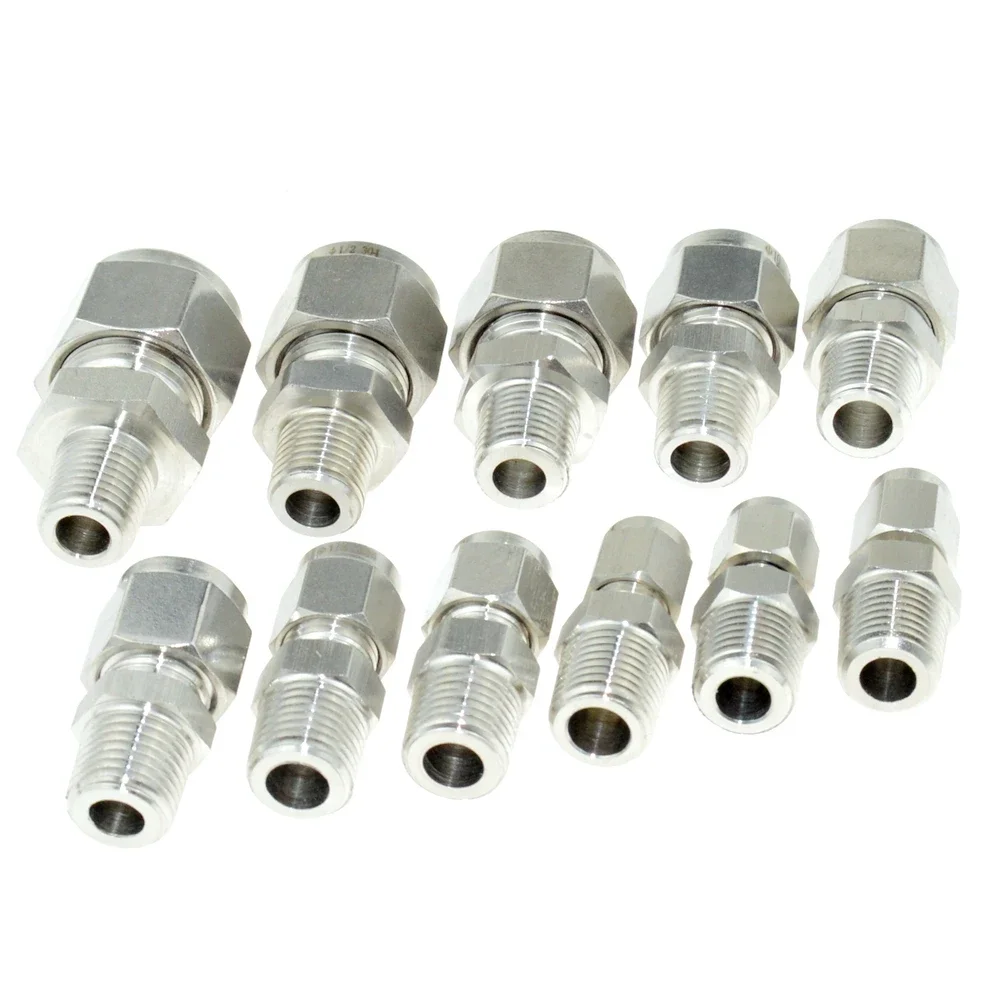1/4 "PT NPT gwint męski 6mm 8mm 1/4" 1/2 "Cal OD Tube okucie rurowe ze stali nierdzewnej kompresja SS łącznik do montażu rur SUS304 — zdjęcie 4
