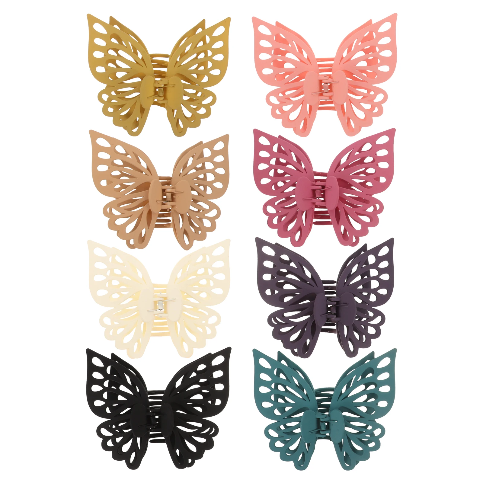 

8 Pcs Hair Clips Claw Accessories for Women Girls Big Thick Jaw Barrettes Short Hair Claws Butterfly PC ABS Material