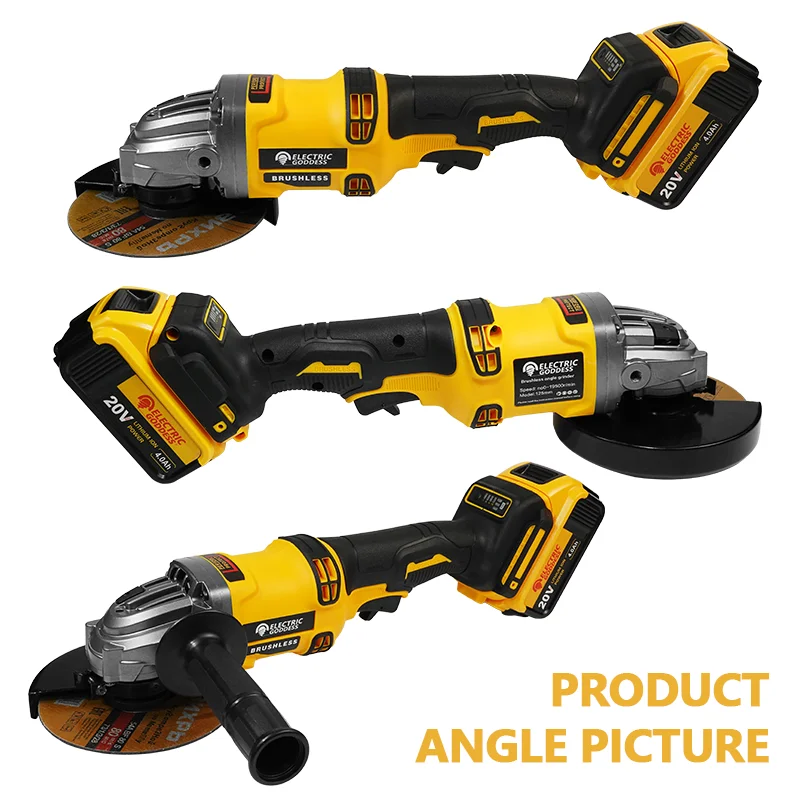 Electric Goddess DCG414 125MM Brushless For Dewalt 20V Battery Electric Angle Grinder Machine Metal/Wood Cutting Power Tool  ﻿ - Image 5