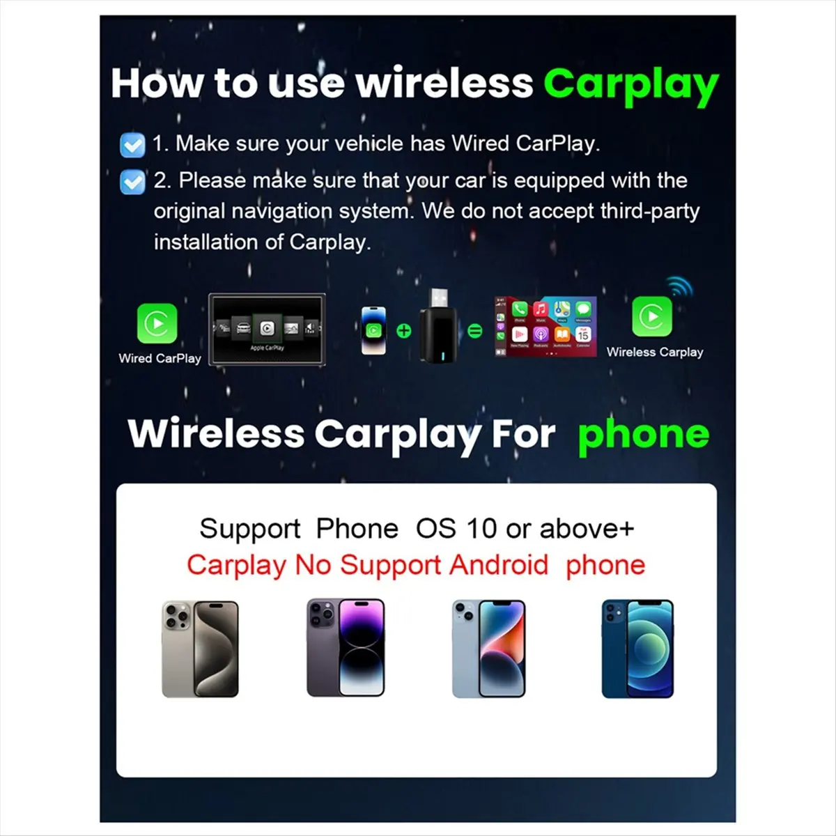 Goodprice Wired to Wireless Carplay & Android Auto 2 in 1 Dongle 2.4/5G WiFi Bluetooth 5.0 for Wired CarPlay Android Auto Cars