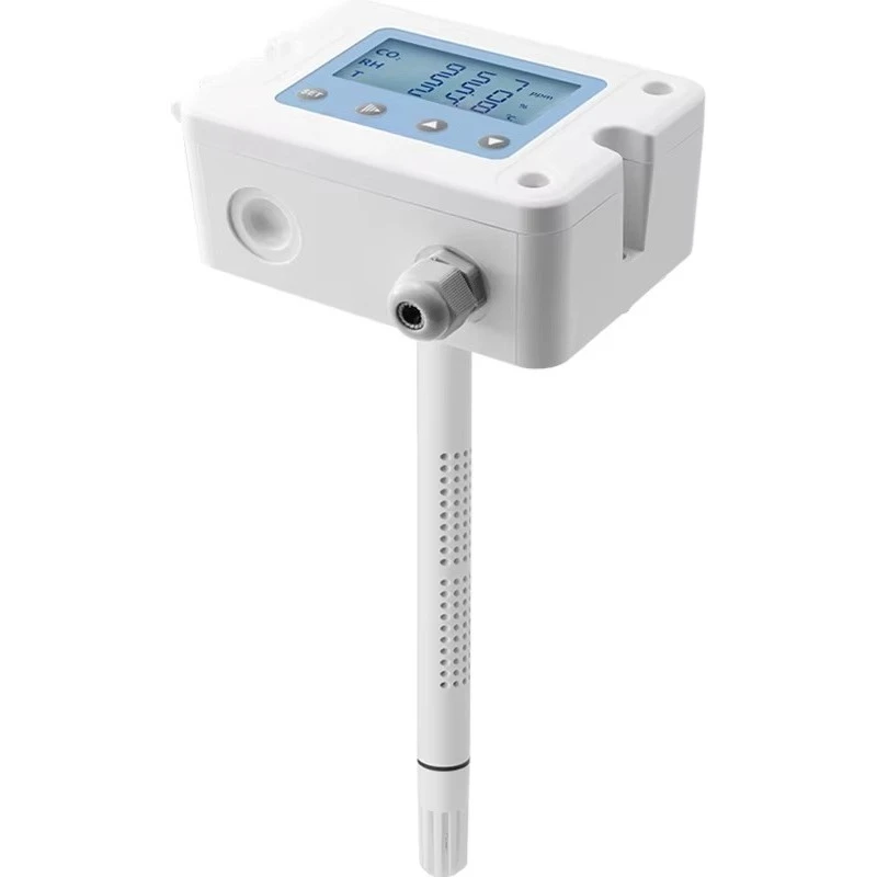 Temperature Humidity CO2 Sensor High Precision 3%RH IP65 Rated with RS485/Modbus Duct Installation CE Certified
