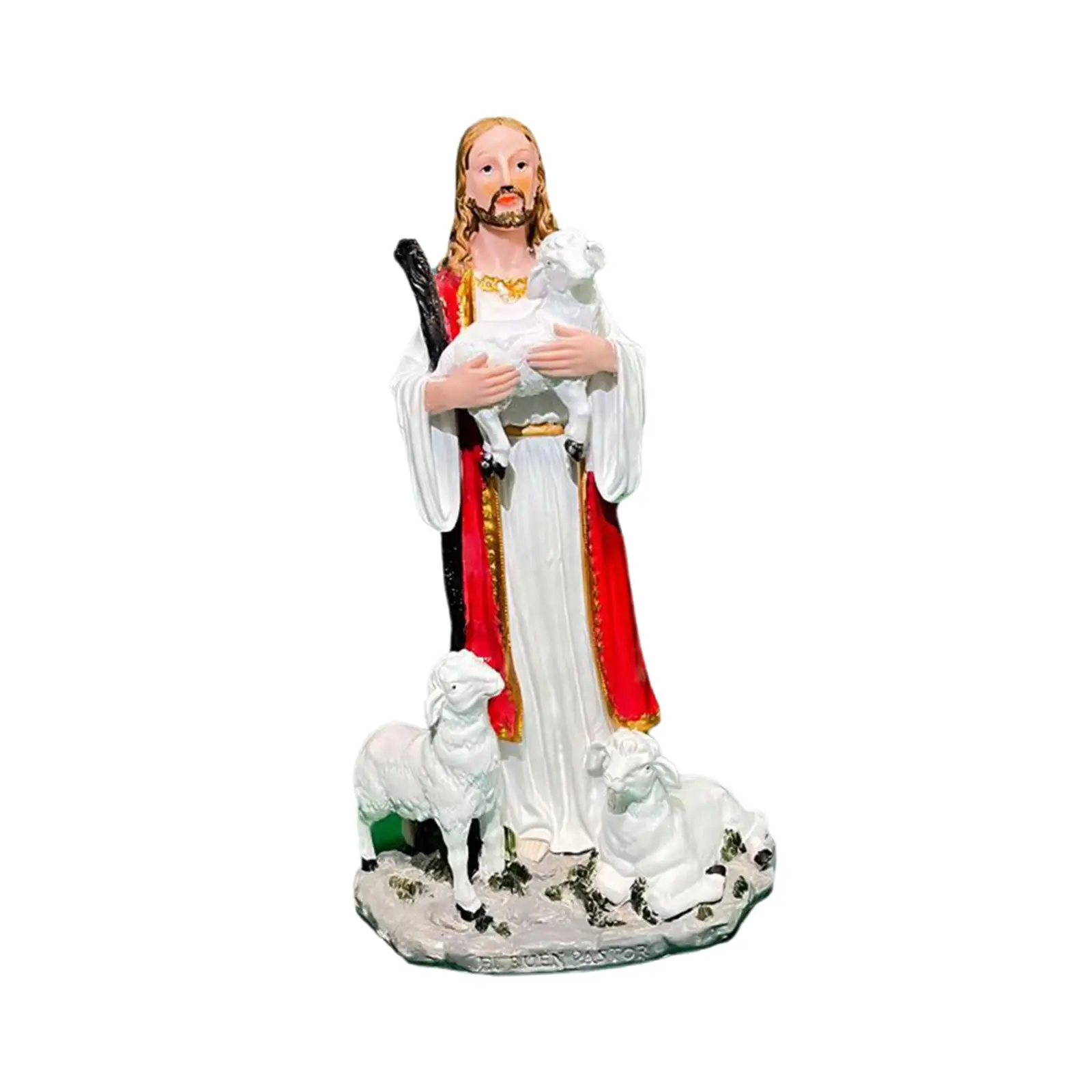 Collezione natalizia di figurine di Gesù che tiene un agnello da 20 cm per l'arredamento della stagione natalizia