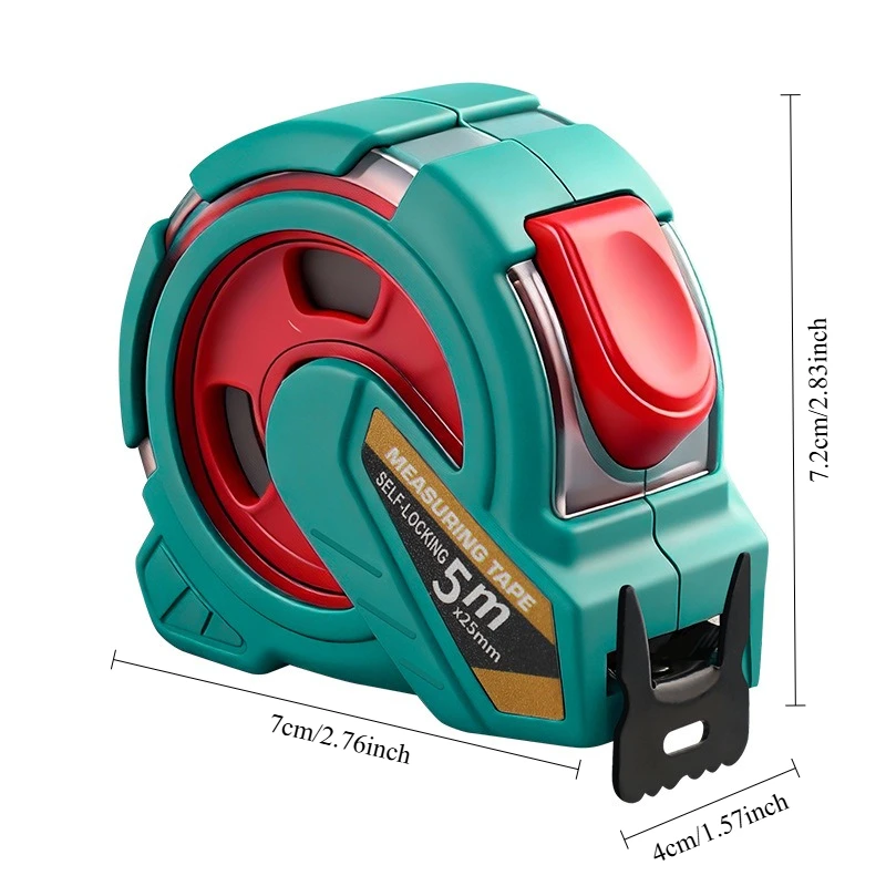 5m Self Locking Steel Tape Measure Hardened Wear-Resistant Tape Measure High-Precision Slash-Proof Tape Measure