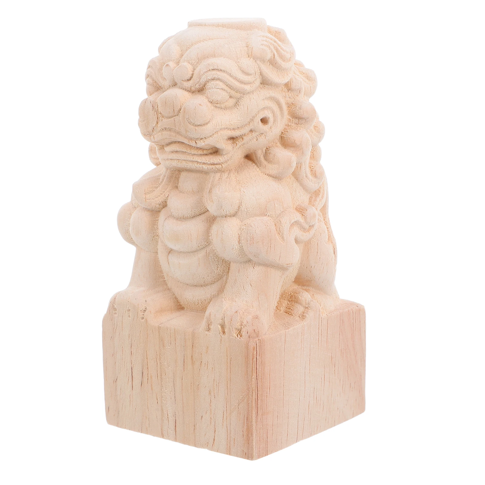 Bridge Stigma Decoration Decors Blank Guardian Lion Figurine Animal Khaki Wood Feng Shui Statue