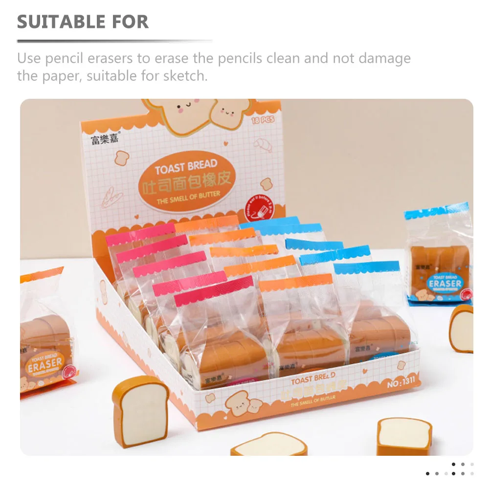 

16 Pcs Bread Styling Eraser Gift Erasers Toast Cute Artificial Drawing Cartoon Tpr Portable
