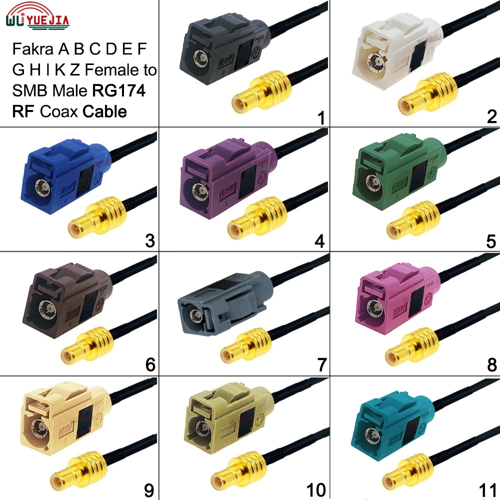 

0.1~15Meters SMB to Fakra Type Female RG174 RF Cable SMB Male Plug Fakra Female Jack Straight Connector 50 ohm RF Coaxial Cable