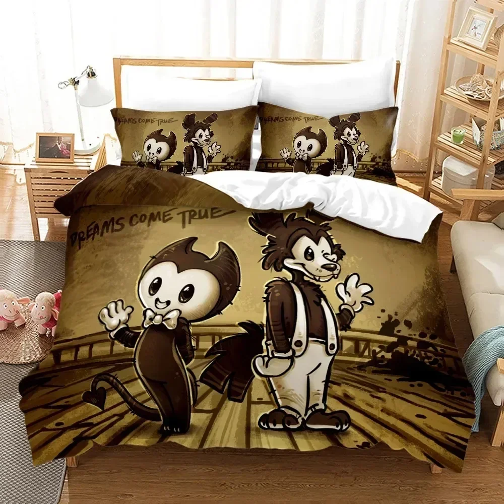 

New 3D Print Anime BENDY Bedding Set Printed Bed Set With Pillowcase Bed Duvet Cover Soft Queen King Size Bedclothes Home