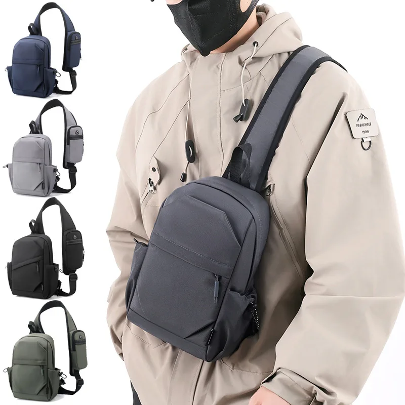 Water-Resistant Oxford Fabric Chest Bag for Men Single Shoulder Crossbody Sling Commuter 가방 with Phone Pocket Stylish Chest Pack