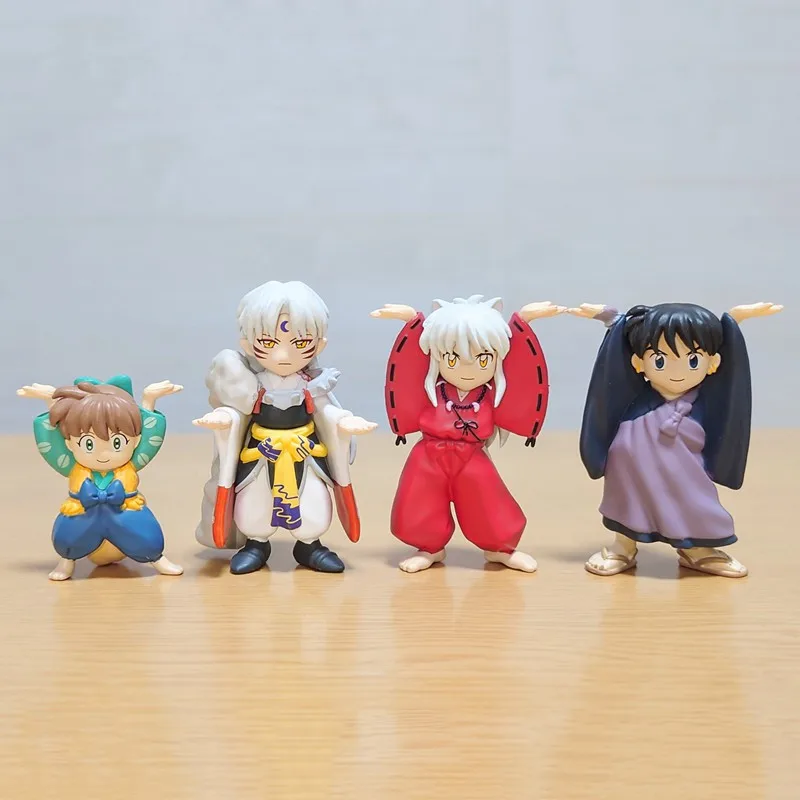 6pcs/set Qualia Twisted Egg Inuyasha Character holding pen doll pen holder storage rack Sesshoumaru Action Figure Model Toy Gift