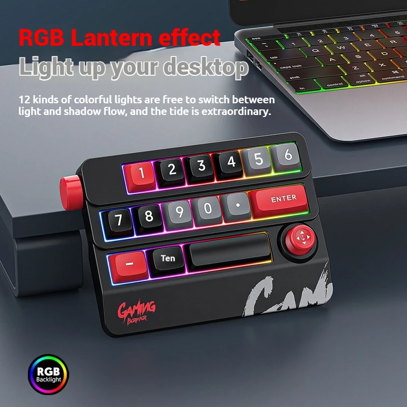 لوحة مفاتيح الألعاب الميكانيكية الجديدة مقبض الروك برمجة ماكرو مخصص Rgb 19key زر صغير لوحة مفاتيح الألعاب الرقمية Macropad Numpad