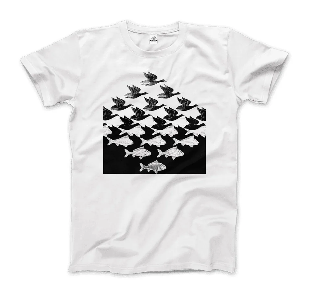 MC Escher Sky and Water  Tees Cotton Luxury brand vintage oversized