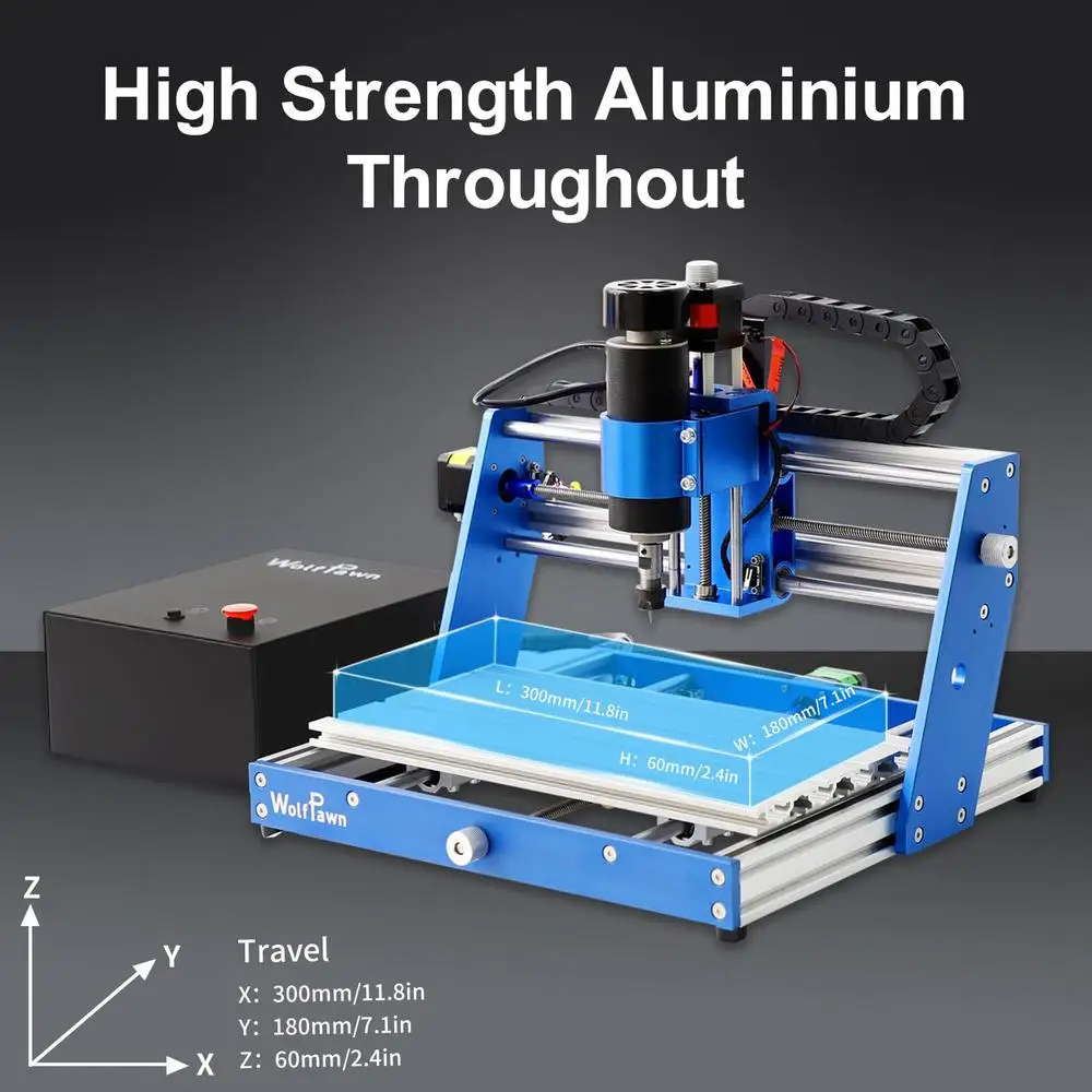 500W CNC Router Machine All Metal Structure 3 Aixs CNC Engraving with Emergency Stop Button Limit Switches Wood Easy Assembly &