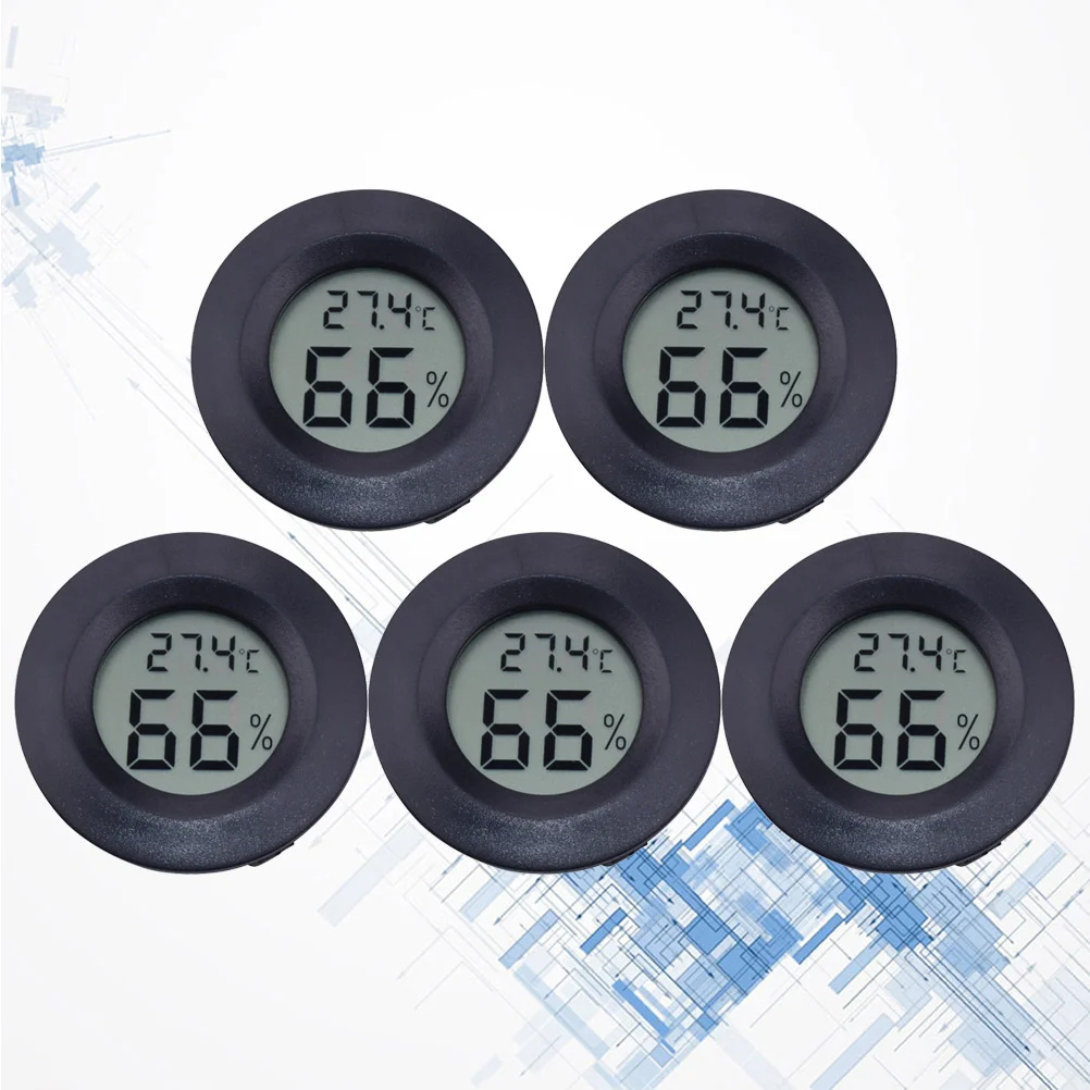 5PC Round Digital Hygrometer Thermometer Embedded Electronic Digital Hygrometer Acrylic Reptile Pet Humidity Meter for Pet Store