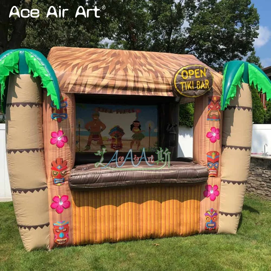 Inflatable Tiki Bar with Air Blower for Commercial Trade Show, Coconut Tree Booth, Juice Stall, Beautiful, Made in China