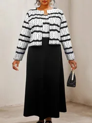 XL-5XL Plus Size Clothes Dresses 2 Piece Sets Women Robes Spring Autumn Street Style Casual 3XL Big Size Maxi Dress Oversized