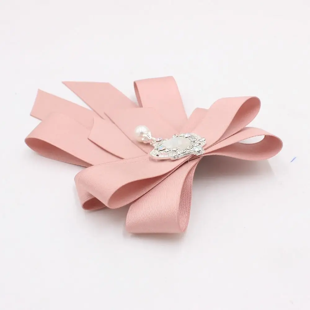 Luxury Ribbon Ribbon Bowtie Crystal Rhinestone Ribbon Bow Brooch Handmade Fabric Cloth Art Bow Tie For Men and Women