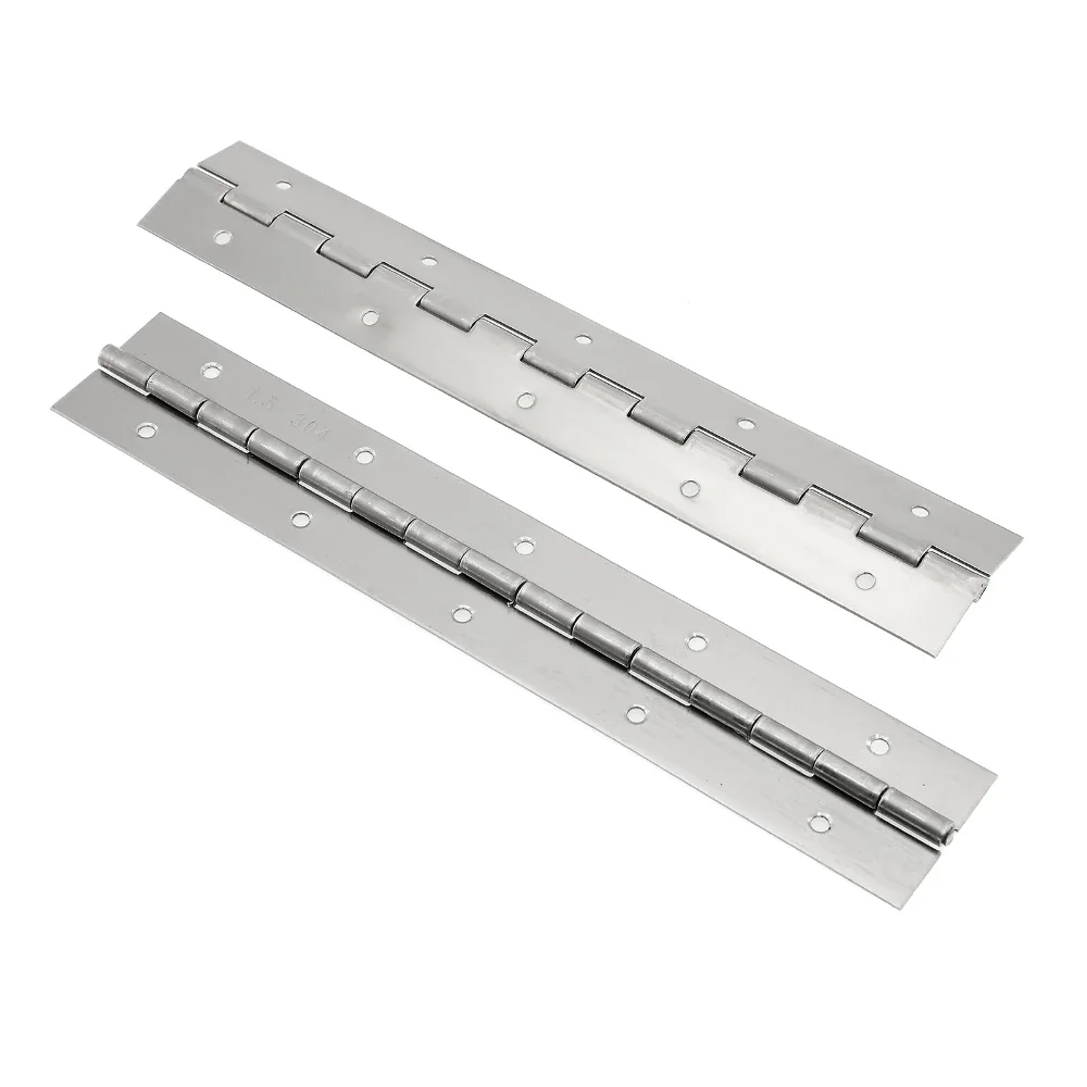 Dobradiças de móveis de aço inoxidável 304, 2 peças, para portas, painéis, equipamentos de cozinha, armários de armazenamento de metal, dobradiças contínuas de piano