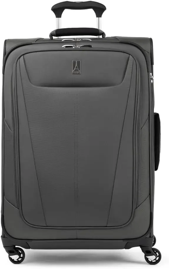 5 Softside Expandable Checked Luggage with 4 Spinner Wheels, Lightweight Suitcase, Men and Women, Shadow Grey,