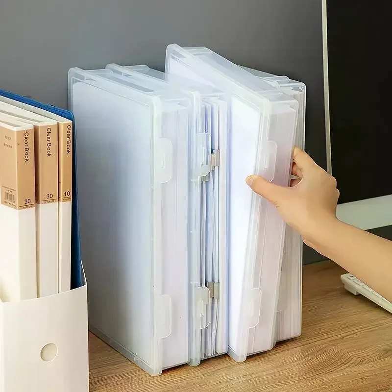 1Pcs A4 Size Clear File Organizer Boxes With Lids-Transparent Document Storage Containers For Office Home Organization