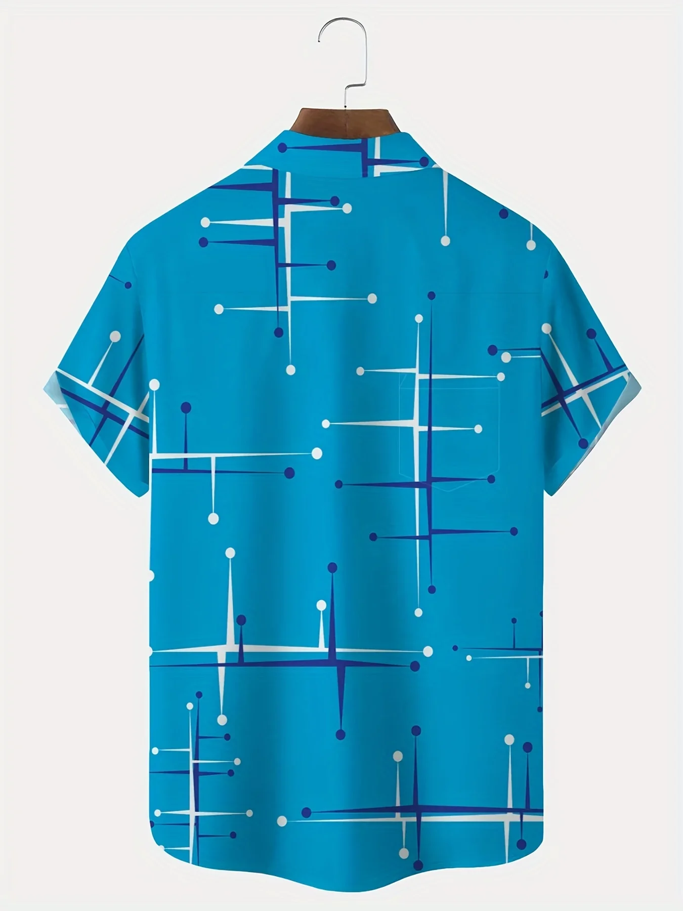 Men's Shirts with Retro Geometric Lines and Atomic Print Buttons Perfect for Summer Casual Wear, Vacation and Beach Trips Shirt