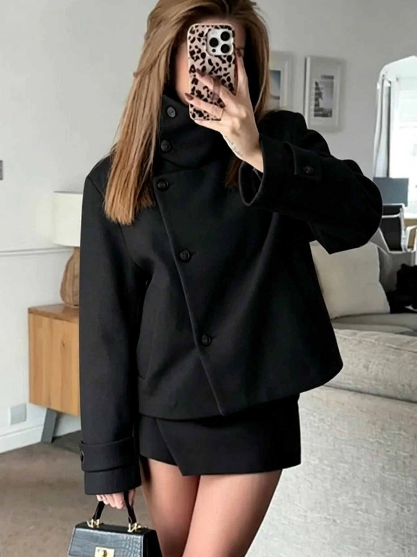 2027 Women Autumn Fashion Jacket Solid Stand Collar Pocket Decor Long Sleeve Button Casual Classic Elegant Vacation Jacket