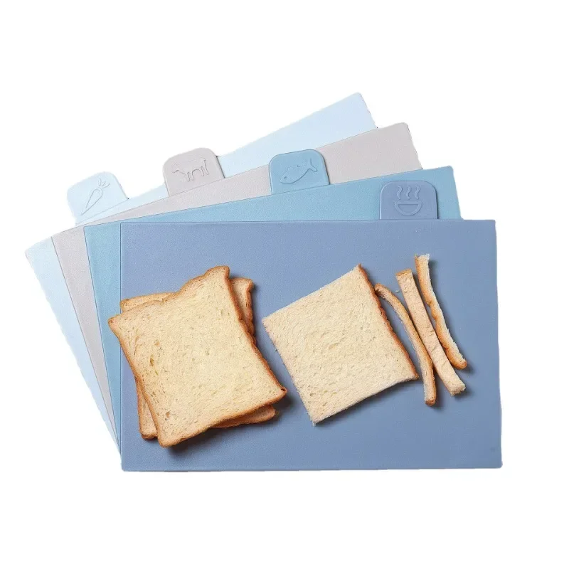 4pcs/set Thicker Plastic Cutting Board Set Anti Bacterium Non-Slip Chopping Block Set Different Color Tag With Holder