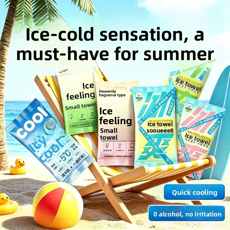 Creative Non Woven Fabric Cooling Towel Breathable Quick Drying Sweat Wipes Sunstroke Prevention Disposable Ice Wipes Summer