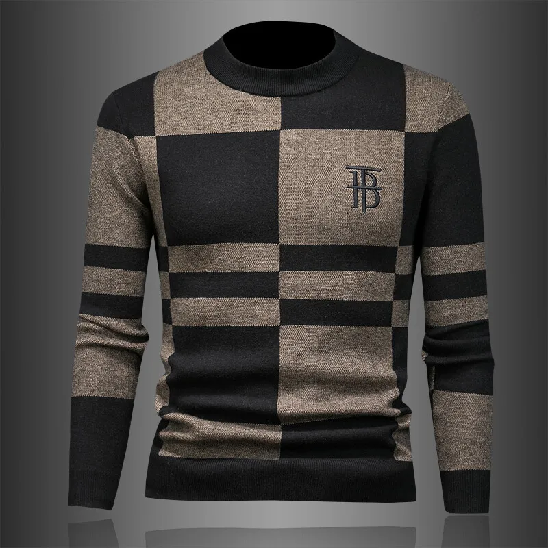 

Мужской вязаный свитер Vm Thiened Slim Fit с круглым вырезом, повседневный, в стиле колор-блок, зимний, модный, из смесовой шерсти