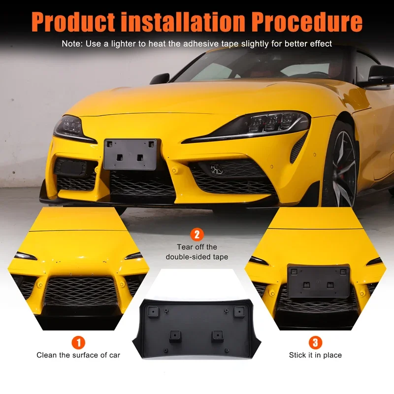 For Toyota GR Supra MK5 A90 2019-2025 ABS Black Car Styling Car Front License Plate Car Exterior Modification Accessories 1Pcs