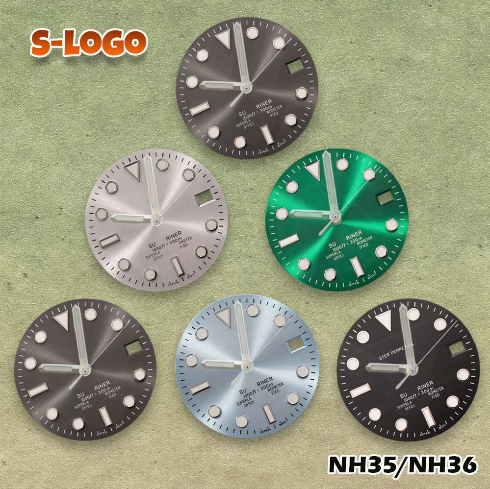 NG S Logo 28,5 mm SUB Gradient Dial NH35/NH36/4R/7S Uhrwerke Grün leuchtende Uhren für Herren Uhrenmodifikationszubehör