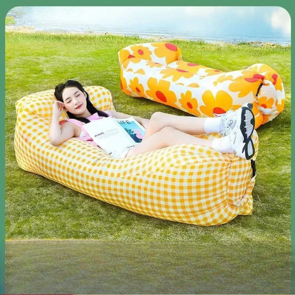 Outdoor Portable Inflatable Sofa Inflatable Outdoor Air Sun Inflatable Lounger Blow Up Chair Bag Banana Camping Air Bed Beanbag image 3