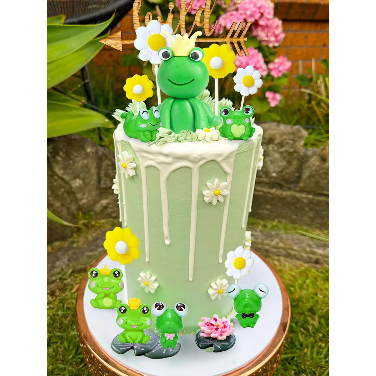 Frog Princess Cake Decoration Frog Cake Topper Garden Cake Decoration Daisy Cake Decoration Garden Party Decoration