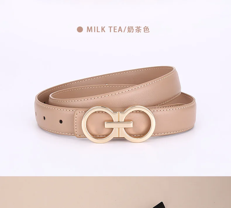 Neuer Stilvoller Glatter Schnallen-Ledergürtel für Damen, Koreanischer Stil Eleganter Vielseitiger Trendiger Premium-Rindsleder-Hosengürtel – Detail 23