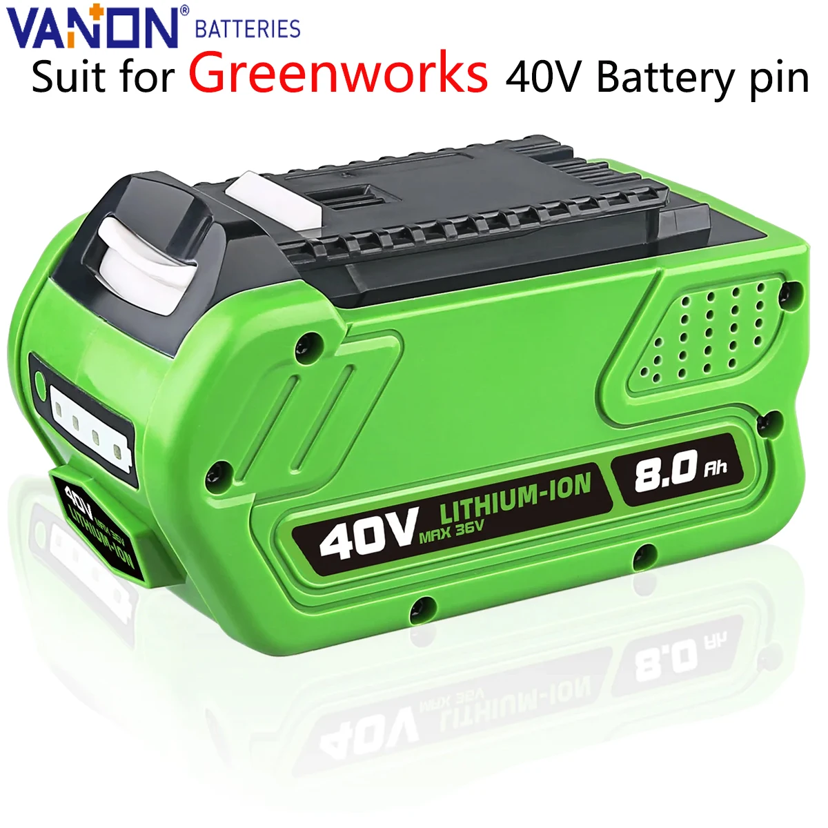 

Vanon 29462 40V 8.0Ah G-MAX Lithium Battery Replace for Greenworks 29472 29252 20202 22262 Cordless Power Tool Battery pin US