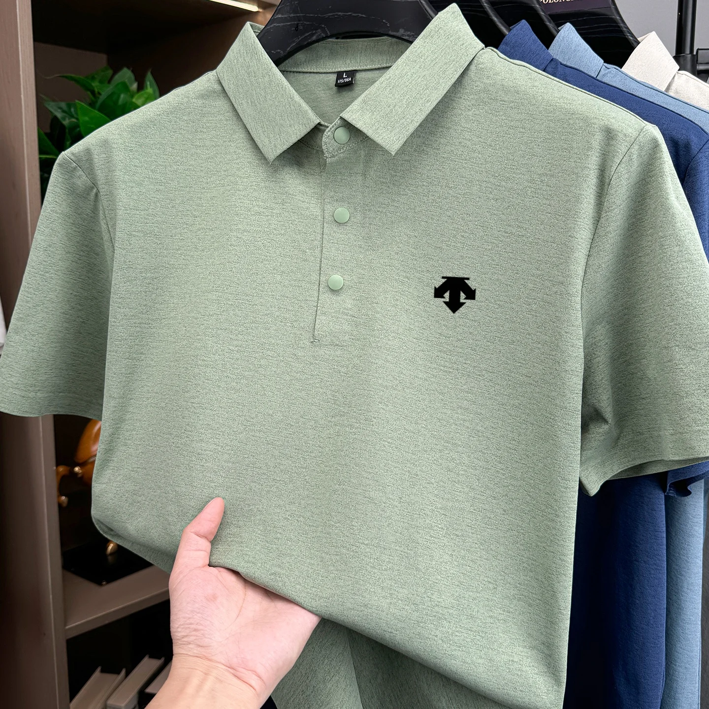 Men's Solid Color Lapel Polo Shirt Short Sleeve Skin-Friendly Wrinkle-Free Business Casual TopPremium Quality Best Value