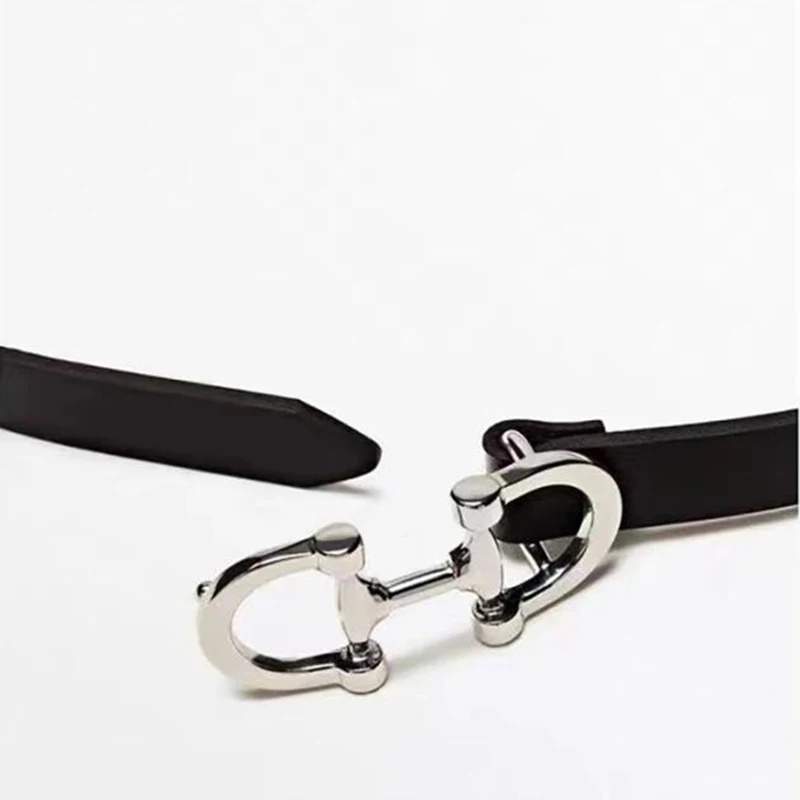 2025 New Genuine leather Thin Belt Women's Fashion Casual Accessories Luxury Design Girdle Korean Corset Adjustable Metal Buckle