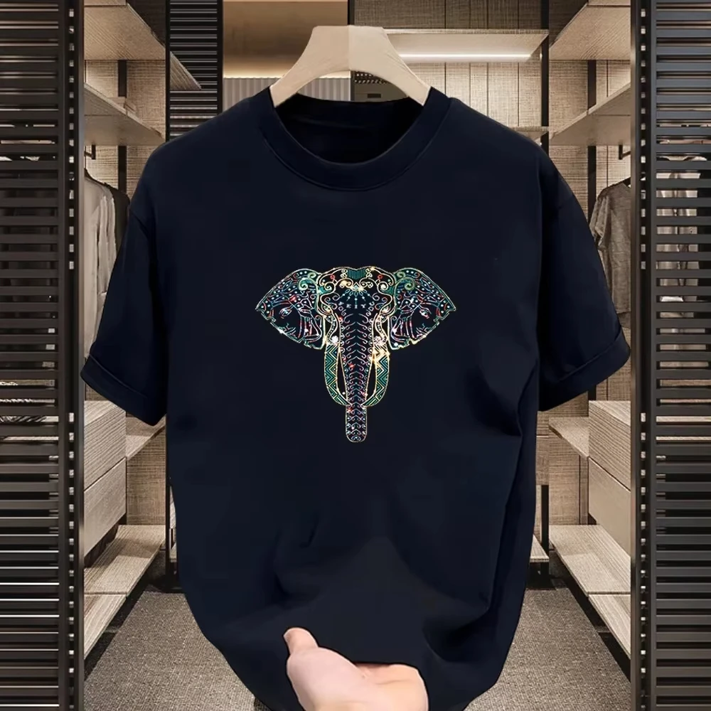 2025 تي شيرت أمريكي عالي الفاخر من القطن الثقيل بأكمام قصيرة تي شيرت جديد Ins عصري ماركة الشارع فضفاض ومتعدد الاستخدامات بنصف كم