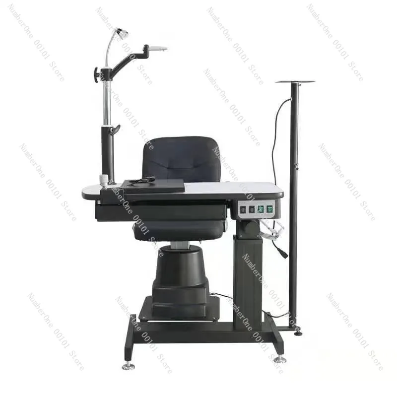C-190A integrated optometry combination table with rotating pull-open table design and lifting chair