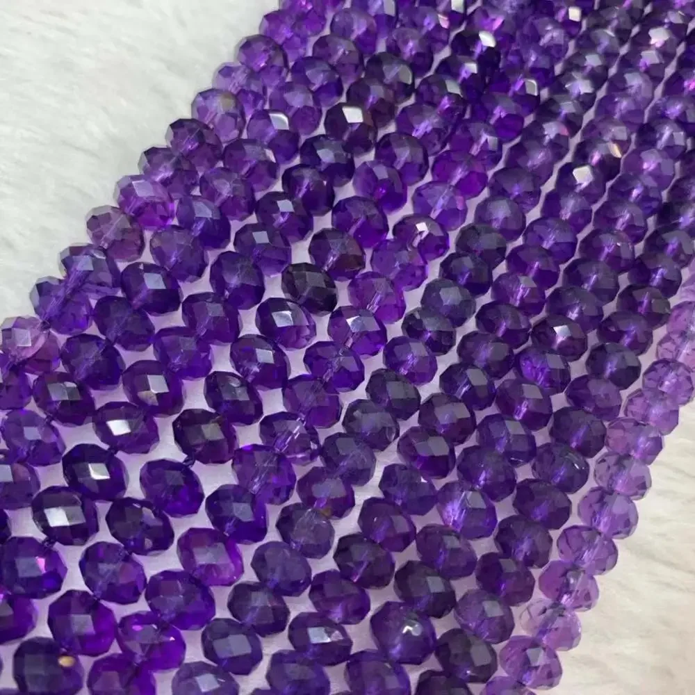 Genuine Natural AAA Amethyst Heishi Loose Beads Stone Strand 15" Bracelet Gemstone Charm Energy Elastic Bracelet Jewelry images - 6