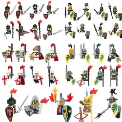 Medieval Dragon Knights Figures Building Blocks Rome Military War Castle Soldiers Army Horse Weapons Shield Sword Boy Toys Gifts