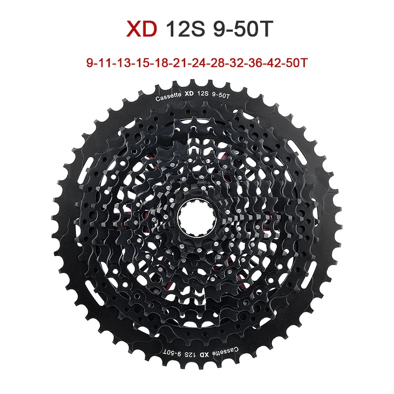 SUNSHINE 12S 9-50T Cassette MTB Bike 12 Speed XD Compatible Black 556% Range 12V K7 Freewheel Sprocket Mountain Bicycle Flywheel