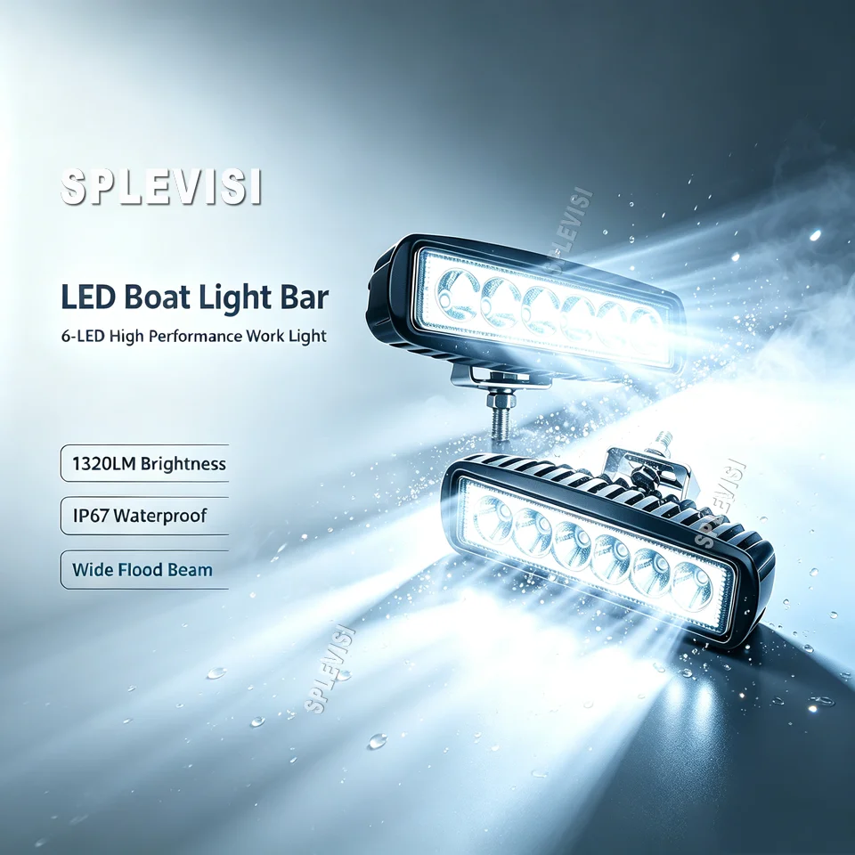 Marine LED Boat Light 2 Pack, 6 inch LED Marine Flood Beam Spotlights Waterproof, Deck Dock yacht accessories