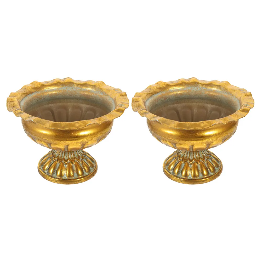 

2pcs Metal Roman Planter Vase Urn Centerpieces Vintage Home Decor Indoor Flower Pot Houseplant Pots Stable Placement