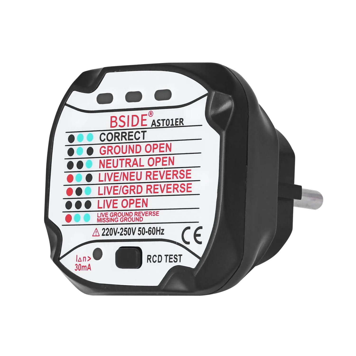 

BSIDE AST01 Socket Tester RCD/GFCI Socket Tester Plug Socket Phasor Polarity Test Test Wall Plug Disconnect Finder