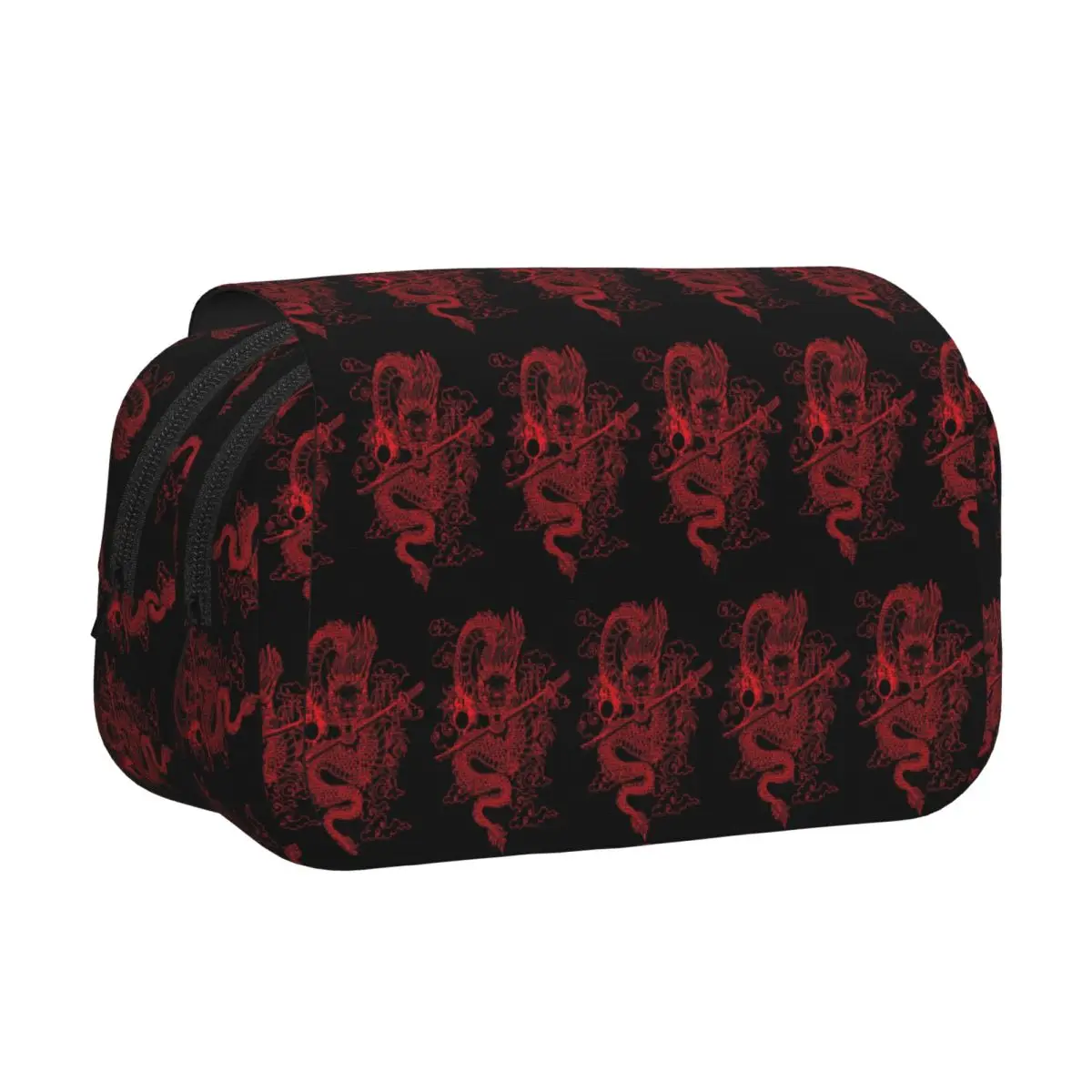 Red Chinese Dragon With Black Background Pencil Cases Pen Holder Hard Shell Leather Large Storage Pen Box Pencil Bag Kids School